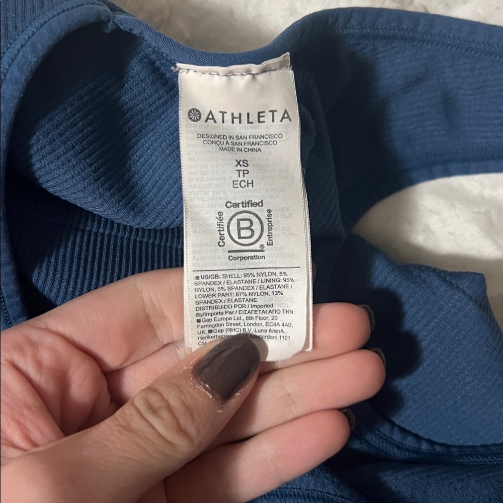 Athleta Deep Blue Ribbed Workout Set - Picture 6 of 6